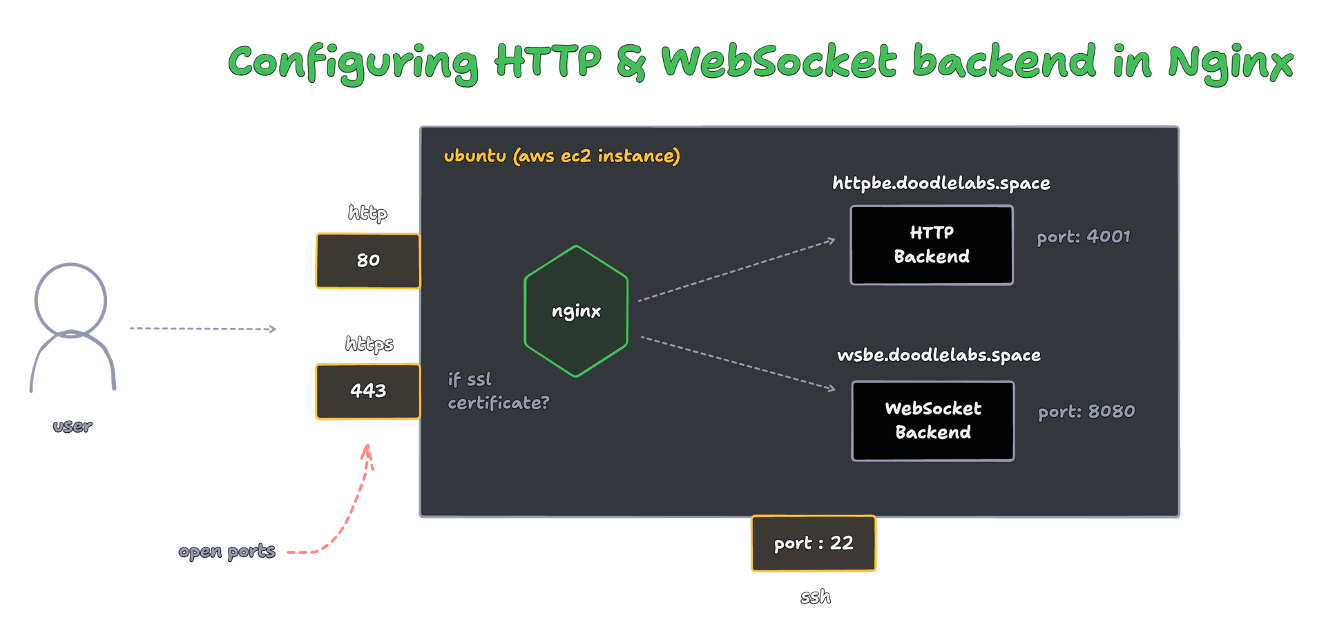 Nginx Reverse Proxy for two backend servers HTTP and WebSocket
